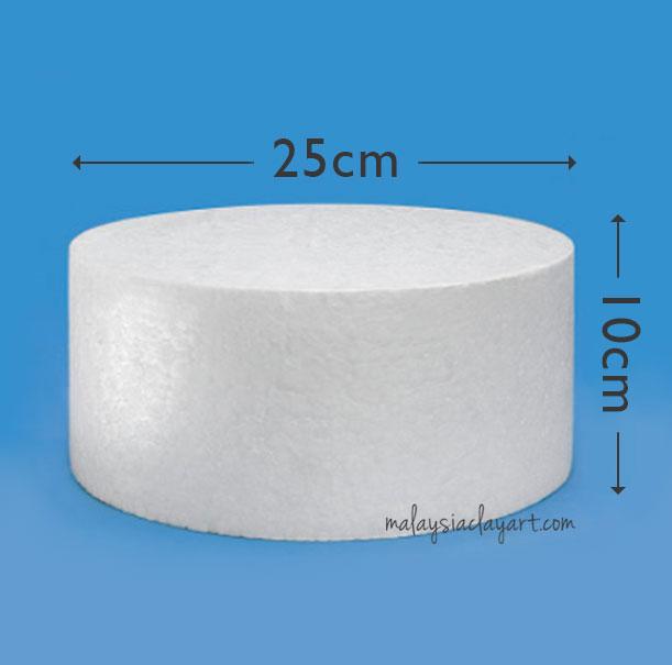 1 x Styrofoam Cylinder Block Shape (25cm) Cake Dummies - Malaysia Clay Art